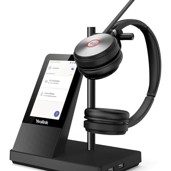 يالينك WH66 Dual Teams سماعة راس لاسلكية معتمدة من زووم سكايب بلوتوث مع نطاق 500 قدم مكبر صوت مزدوج كامل وقت اتصال 14 ساعة عمل