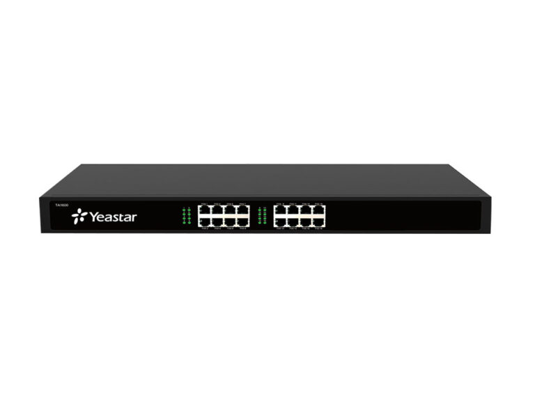 ياستار TA1600 هو بوابة FXS VoIP بـ16 منفذًا تربط الهواتف والفاكس التناظرية بالشبكات IP مثالية للشركات المتوسطة والفنادق والعيادات والمستشفيات